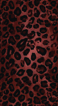 Dark Red Burgundy Leopard Print Seamless Pattern Animal Skin Texture Cheetah Spots Fashion Textile Background Design Vector Illustration