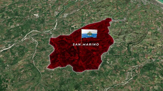 San Marino Map With Waving Flag Animation
