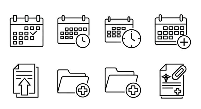 Computer file icons and calendar symbols.