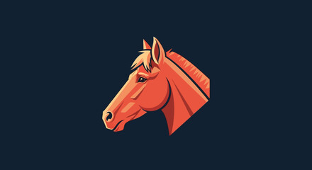 Horse Head Illustration in Orange Color. © AHMAD