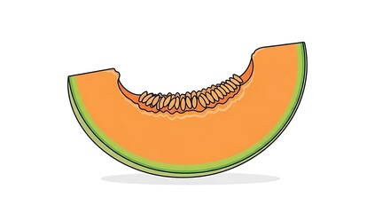 Fototapeta premium Fresh cantaloupe fruit slice illustration.