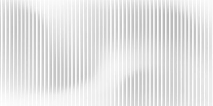 Glass background with silver ribbed effect and abstract 3D line pattern. Modern gray panel design for wall or window, adding light reflection and stylish texture to architecture.