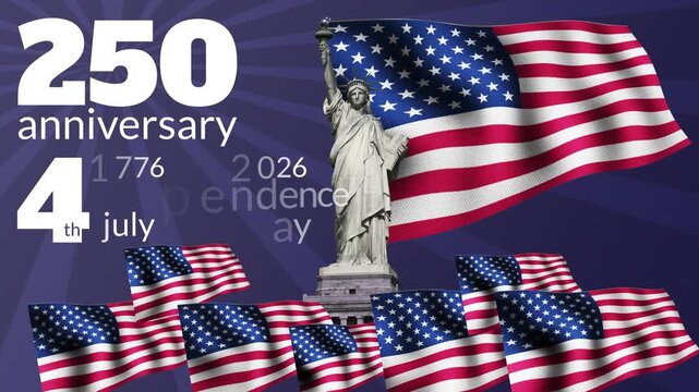 Аmerican independence day 250 years anniversary statue liberty flags patriotic celebration fourth july 1776 2026 birthday freedom usa