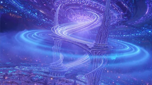 Galactic Spiral: An artistic rendering of a majestic spiral galaxy, filled with swirling cosmic energy, set against a backdrop of twinkling stars and celestial wonders.