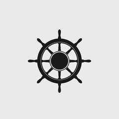 Obraz premium Black ship helm wheel icon design.