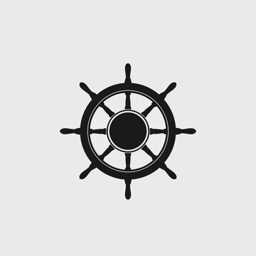 Black ship helm wheel icon design.