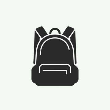 Black backpack with white outline details.