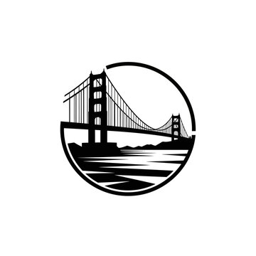 Golden Gate Bridge Iconic Landmark Logo.