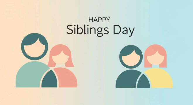 Happy siblings day celebration with colorful family icons on gradient background