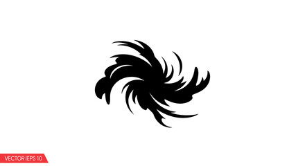 Black Rooster Bird Silhouette Flying. © fadli