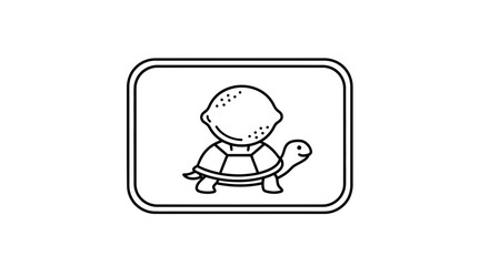 Fototapeta premium Funny cartoon turtle with lemon on head, isolated on white background, vector illustration