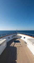 Fototapeta premium Luxury yacht deck view looking towards the open blue ocean
