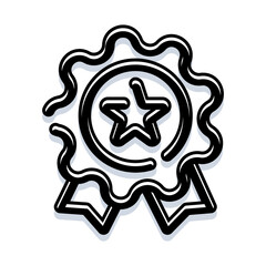 Quality award badge displaying a star symbol, representing success, achievement, best performance, and excellence, ideal for certification, recognition, and top rating © vectorwin