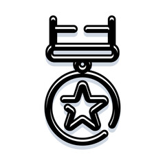 Award medal icon featuring a star, symbolizing honor, achievement, and success earned through recognition for excellence in various fields like sports or academics