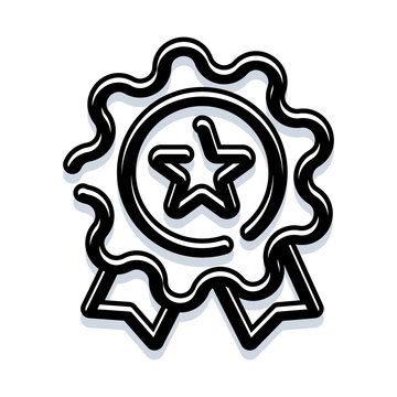 Quality award badge displaying a star symbol, representing success, achievement, best performance, and excellence, ideal for certification, recognition, and top rating