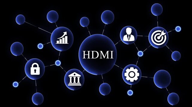 H D M I digital connectivity concept with and data flow visualization in futuristic style HDMI technology