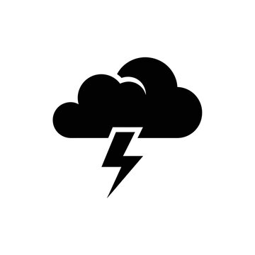 Black cloud with lightning bolt icon.