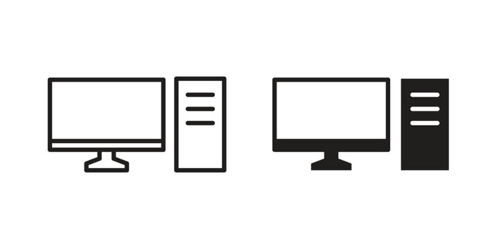 Desktop computer icon for web apps, mobile apps. Graphic element illustration