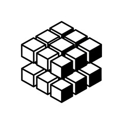 Obraz premium Black and white stacked cube structure.