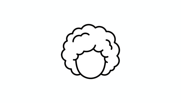 Afro Hairstyle Icon, Curly Hair, Black Silhouette, Retro Style