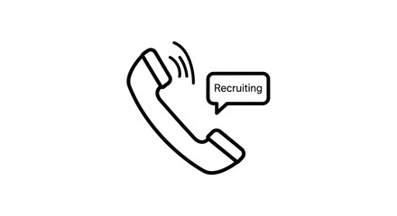 Fototapeta premium Recruiting Call Icon: Handset with Speech Bubble and 