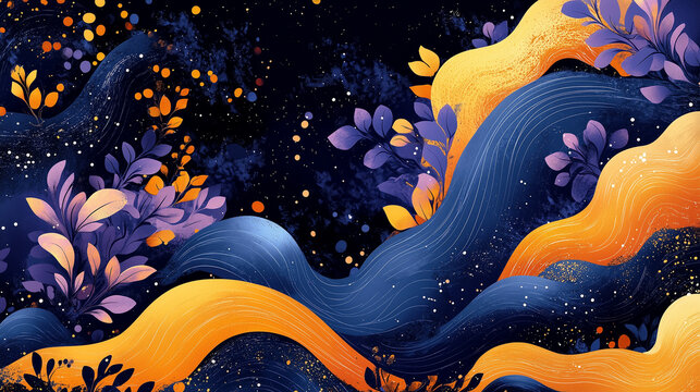 Vibrant Angampora Inspired Background with Flowing Energy and Bold Earthy Colors