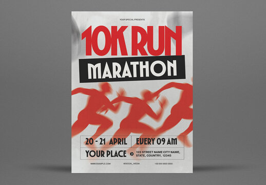 Beige Grunge Running Marathon Flyer Layout