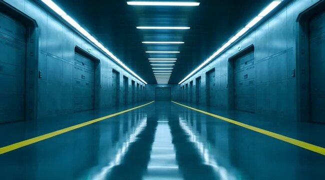 Dark underground parking garage with empty spaces modern urban car park