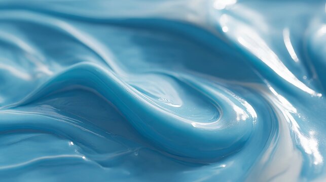 vibrant blue latte swirling in liquid. cinematic grain effect. textured surface with organic flow