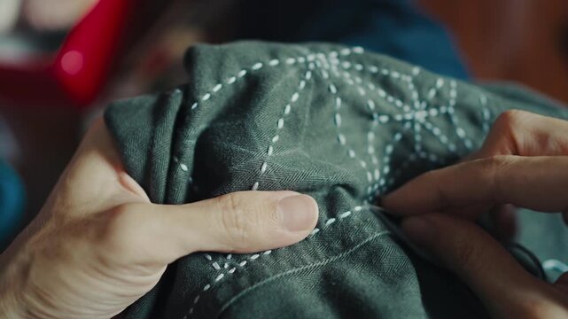 Decorating Old Pants with Traditional Japanese Sashiko Stitching