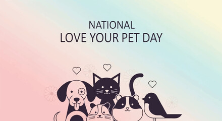Animals celebrate national love your pet day with hearts