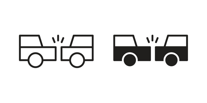 Rear end collision icon for web apps, mobile apps. Graphic element illustration