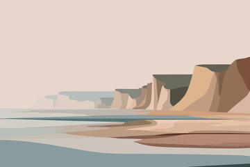 Elephant silhouette stands serene against abstract mountain landscape © Ais