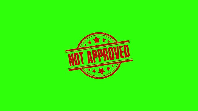 Round seal Not Approved Rubber Stamp Slide up to down animation. not approved rubber stamp motion graphics. texture rubber stamp 4k video footage.