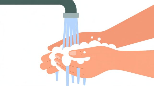 Washing hands under running water with soap