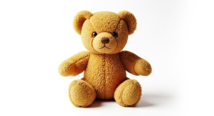 Obraz premium A cute brown teddy bear sitting upright on a white background