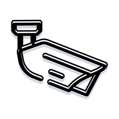 Fototapeta premium Security camera icon depicting a streamlined bullet camera offering continuous monitoring. Surveillance. And protection for safeguarding premises and ensuring public safety through advanced technology