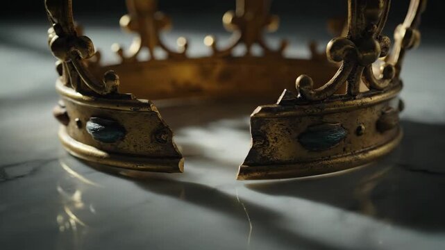 Broken Golden Crown Symbolizing Lost Power and Fallen Empire