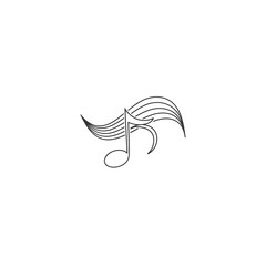 Fototapeta premium Music note with flowing lines.