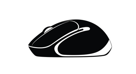Black computer mouse isolated on a white background silhouette