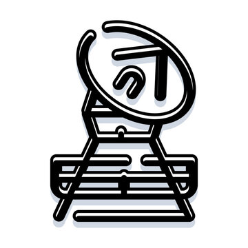 Satellite dish icon illustrating telecommunication, broadcasting, and global connectivity, symbolizing modern data transmission and digital content delivery for various media platforms