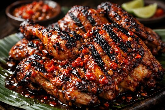 Ayam Bakar Taliwang Close Up &ndash; Spicy Grilled Chicken from Lombok Indonesian Cuisine