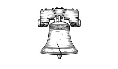 Vintage Liberty Bell sketch American freedom symbol vector © MD