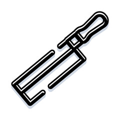 Fototapeta premium Hand saw with framed blade and ergonomic handle, minimalist black and white vector illustration for woodworking, carpentry, diy, repair and construction projects, isolated on white