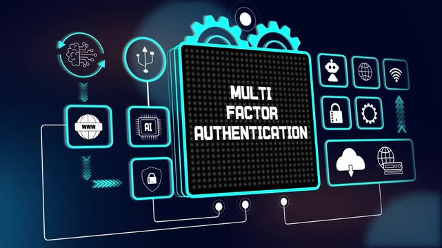 High tech multi factor authentication hud interface for smart network access tutorials, digital security design and growth