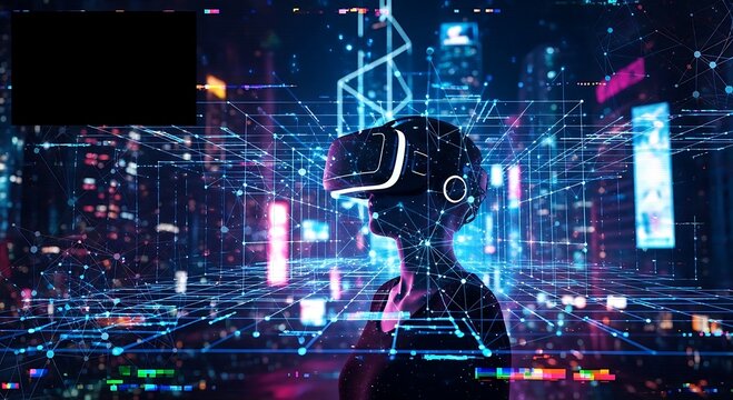 Step into the future with virtual reality technology in a dynamic digital cityscape experience now available