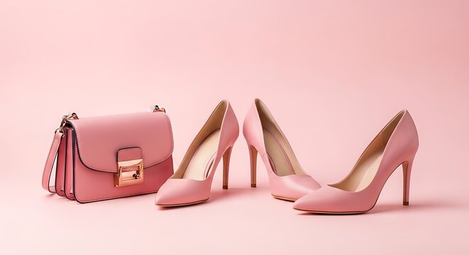 Pink high heels and matching purse for a stylish summer look