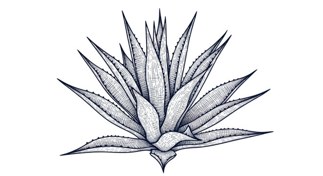 Agave Plant Drawing: Hand-Drawn Sketch of Succulent Plant