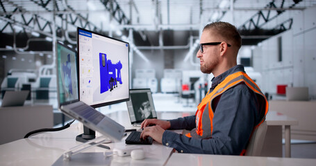 Engineer Conducts 3D Finite Element Analysis For Structural Stress Evaluation