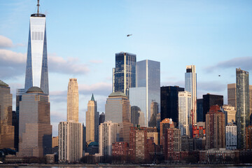 Fototapeta premium New York City skyline with modern skyscrapers. Manhattan skyline in New York City. NYC Manhattan skyline. New York panoramic cityscape.